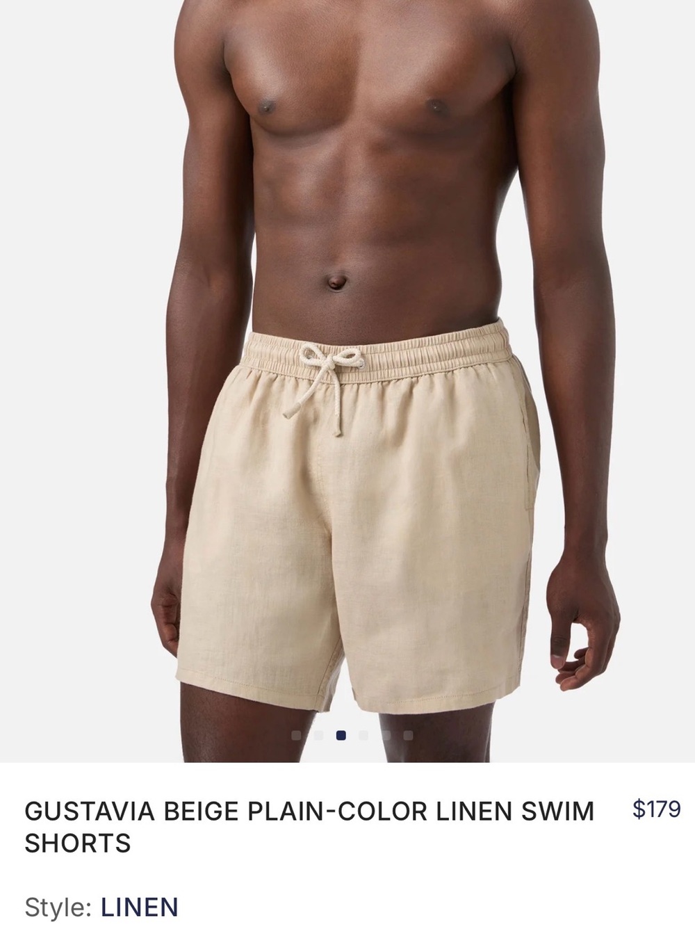 Beige Linen Swim Shorts - Men's 100 linen sz m